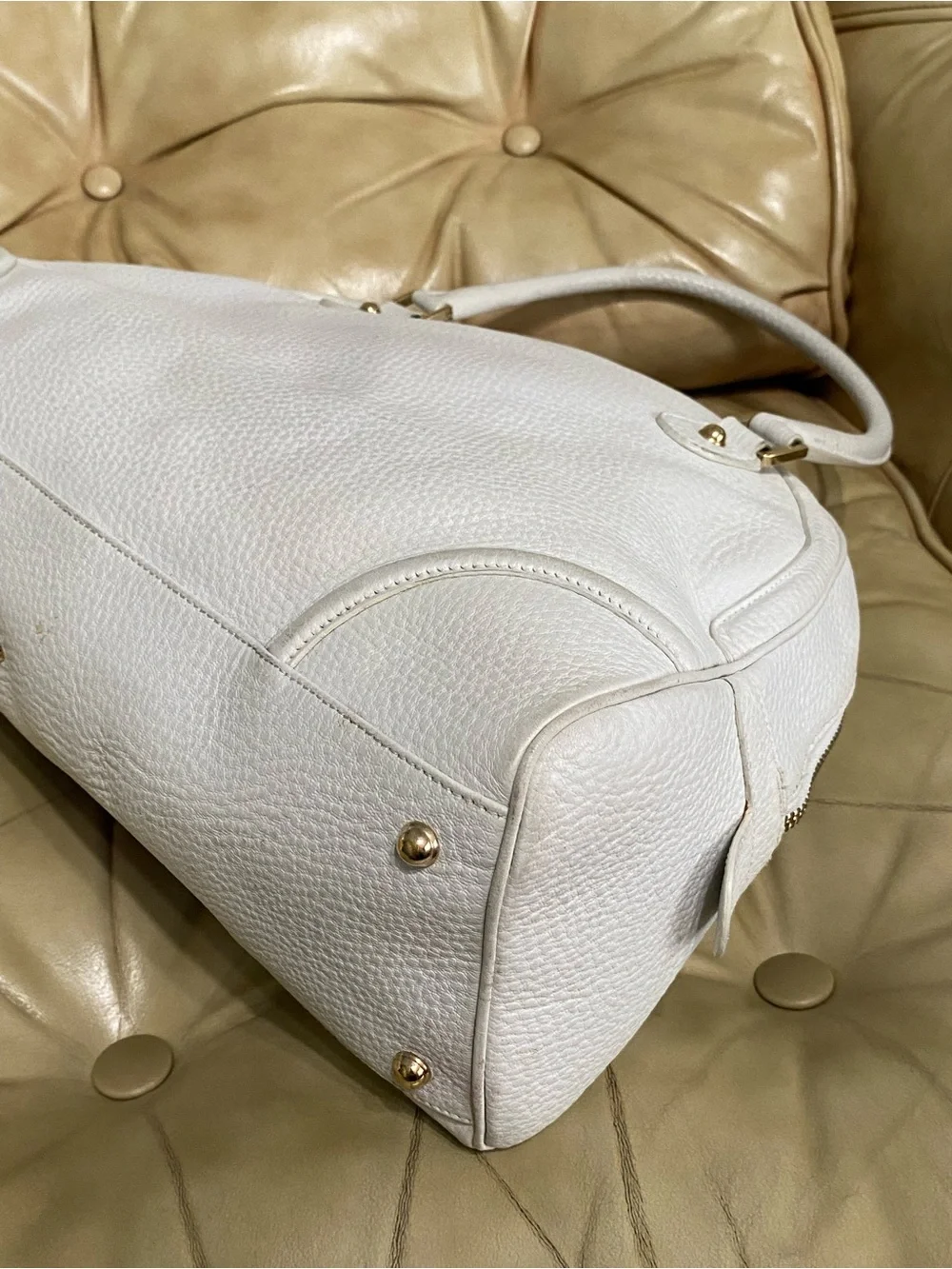 RARE Gucci XL Blondie Travel Bag Dome Satchel Web Stripe Pebble Leather